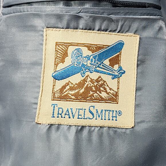 Travelsmith Sport Coat Mens 42L Black White Blue Silk Tweed Houndstooth Blazer - Picture 8 of 13